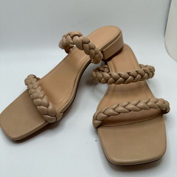 CUSHIONAIRE Women's braided low block heel sandal +Memory Foam 7.5 NUDE - Picture 7 of 7